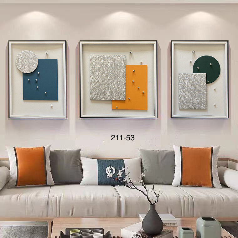 Living Room Triplet Physical Painting Sofa Background Painting Simple Style details Picture