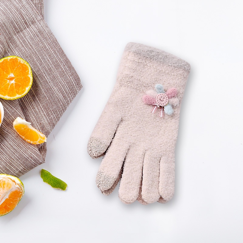 2021冬季成人女士针织保暖提花触屏五指手套🧤