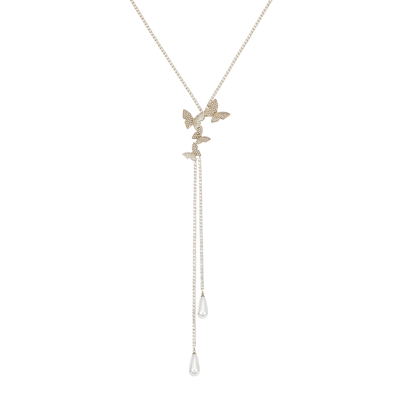 Designer patchwork necklace female influencer niche collarbone chain personality pendant necklace butterfly under hanging chain necklace 6