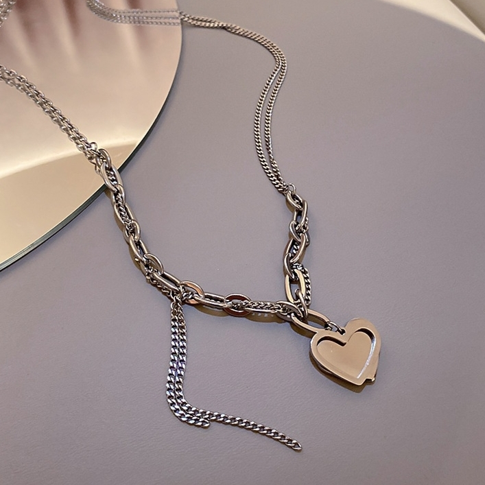 Steel neutral texture patchwork necklace for men and women street length adjustable hip hip ins cool chain 81506