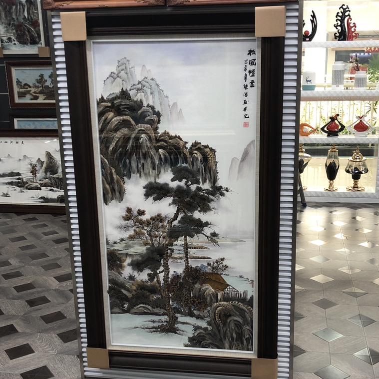 义乌大森装饰175X95cm纯手工羽毛画装饰画源远流长a2