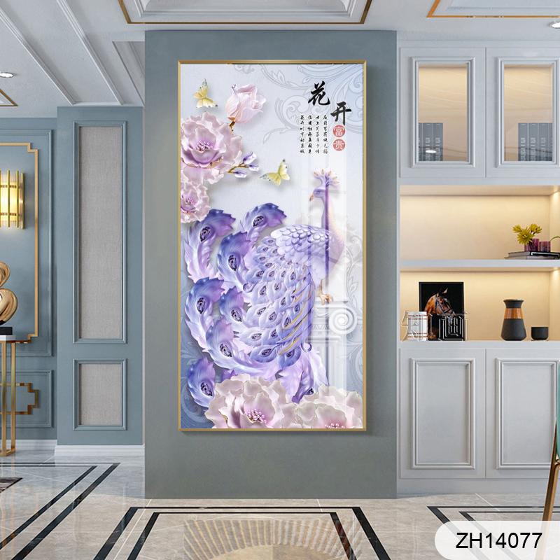 Fresh three-dimensional art oil painting butterfly dance peacock porch decorative painting