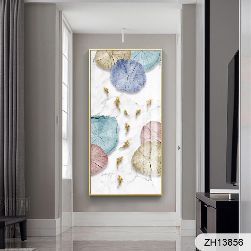 Modern light luxury gold feather nine fish picture Mosaic painting