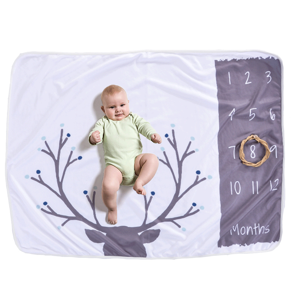 Calendar blanket Flannel month photo blanket Baby Commemorative blanket Milestone blanket Newborn photography blanket 70*102, 75*102cm detail image 8