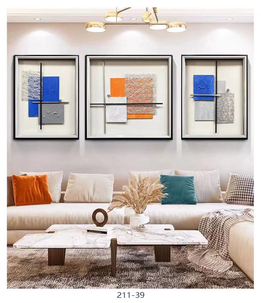 Living Room Triplet Physical Painting Sofa Background Painting Simple Style Application Scenario