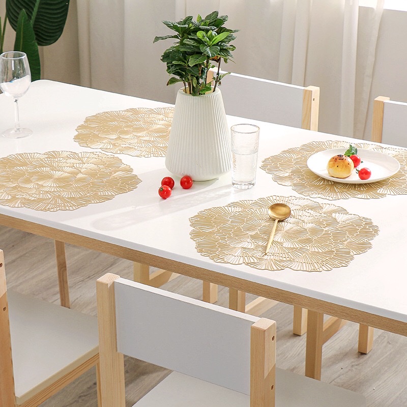 Floral European-style placemats, PVC hollowed-out gold-embossed table MATS, hotel heat insulation and anti-slip coffee coasters, steak plate MATS detail image 16