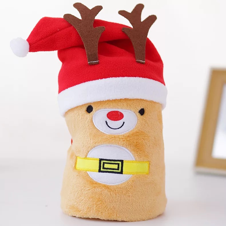 Christmas nap blanket, promotional gifts, cartoon blanket, travel blanket, double-sided flannel blanket, Santa Claus, reindeer, snowman detail image 4