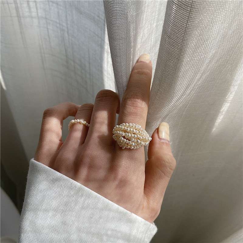 Pearl ring, a niche design for women, hand-woven multi-layer, trendy, high-end and elegant, versatile ring Specification image