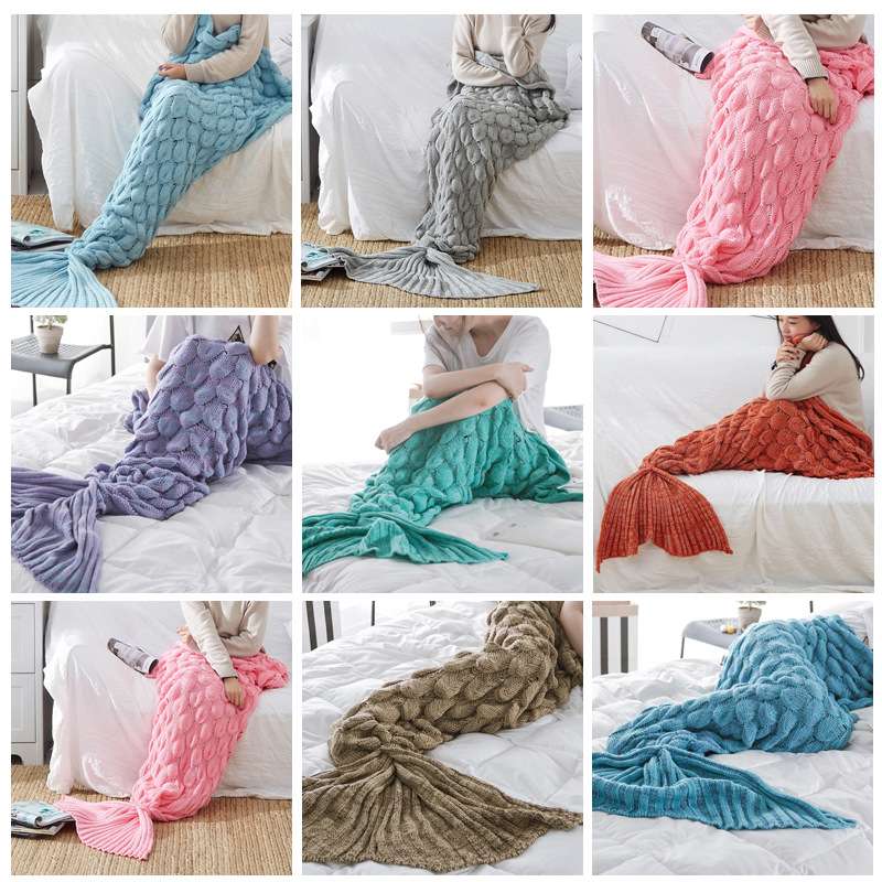 Mermaid sleeping bag, mermaid tail blanket, fish scale knitted woolen blanket, exit detail image 3