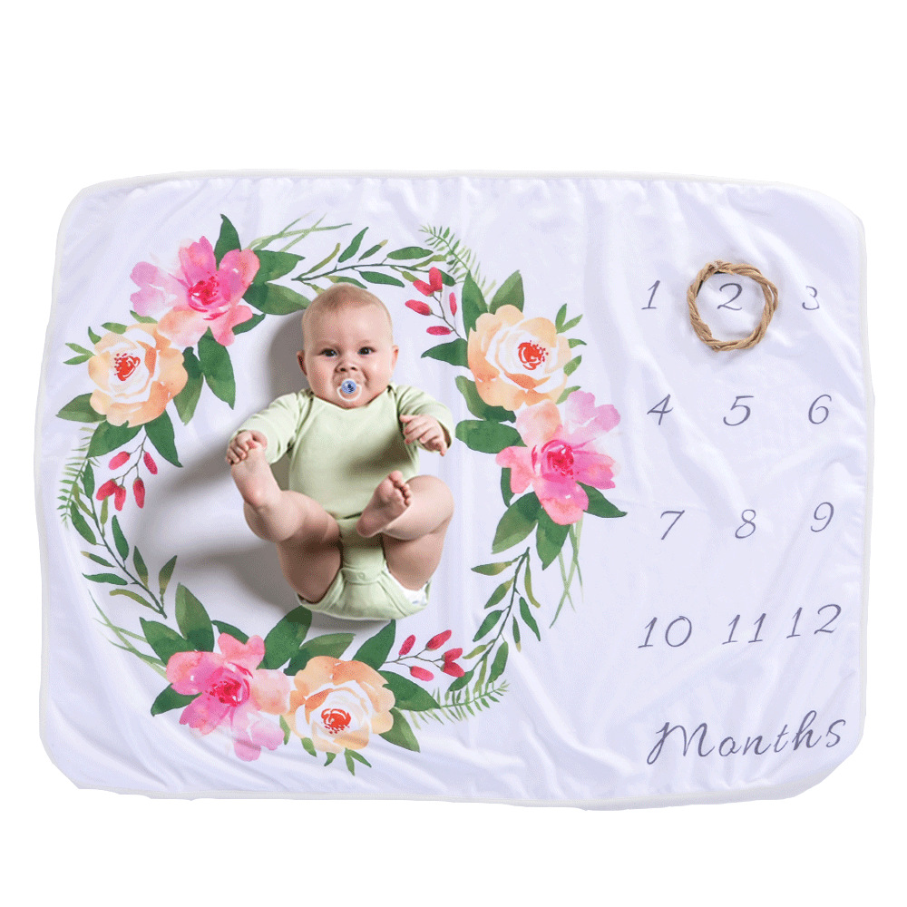 Calendar blanket Flannel month photo blanket Baby Commemorative blanket Milestone blanket Newborn photography blanket 70*102, 75*102cm detail image 10