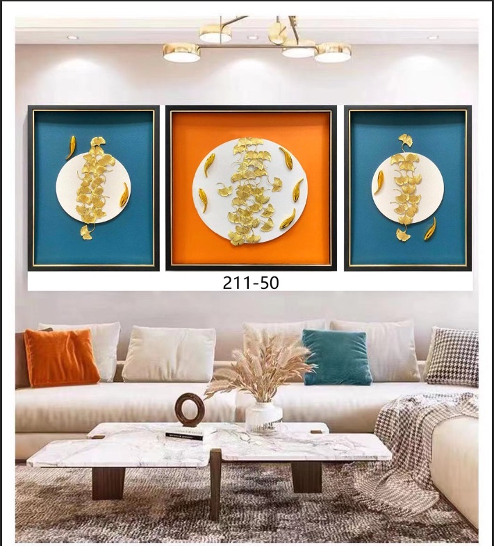 Living Room Triplet Physical Painting Sofa Background Painting Simple Style Item Picture