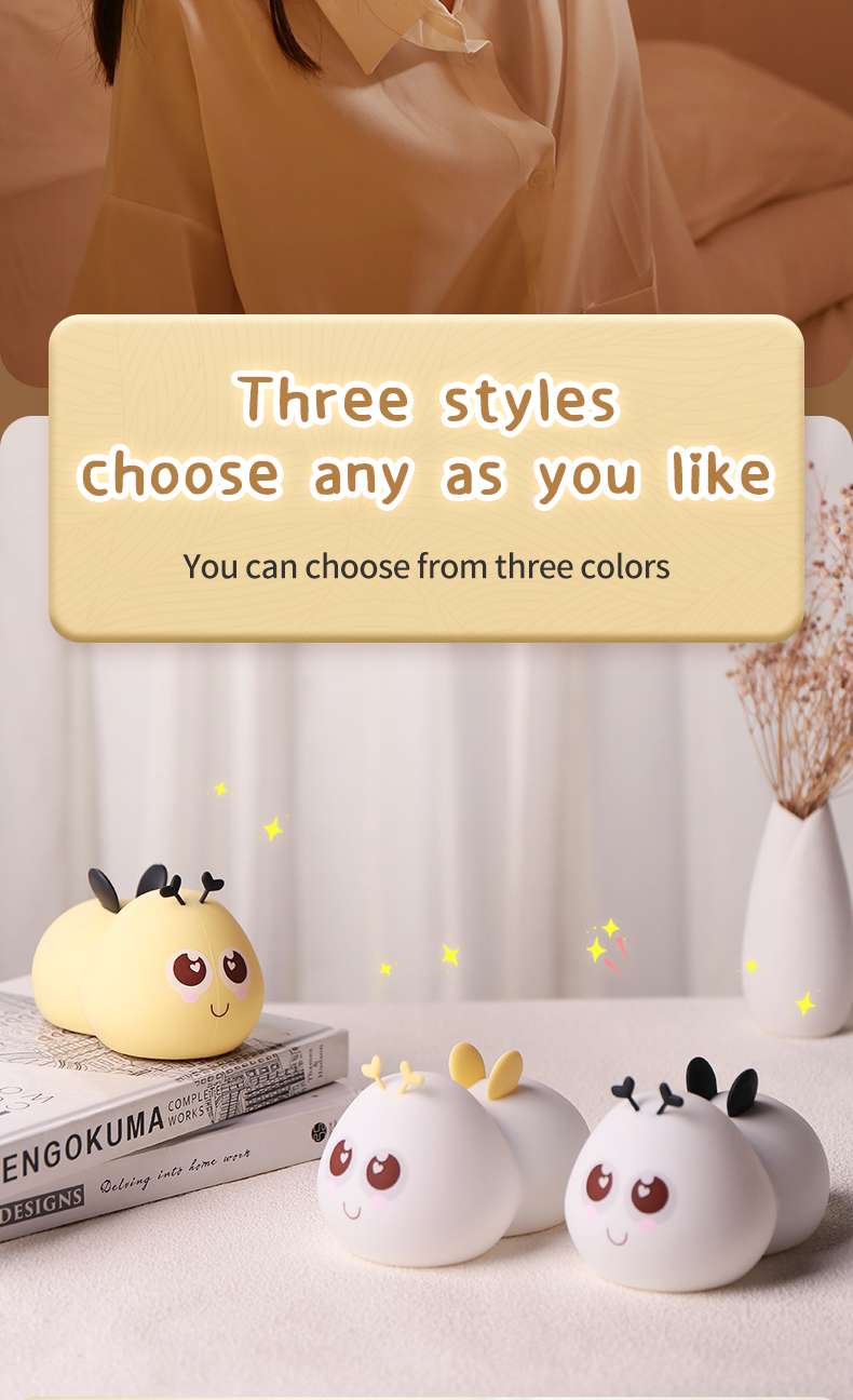 创意蜜蜂拍拍灯USB充电七彩灯家用卧室床头氛围小夜灯详情图10