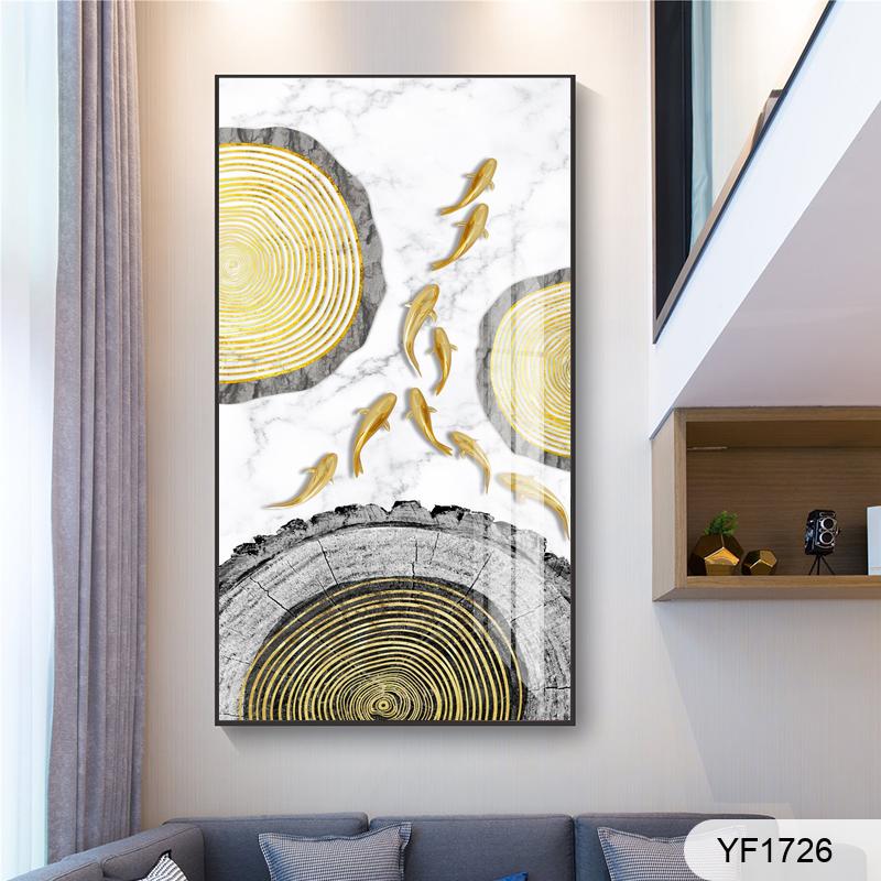 Modern light luxury gold feather nine fish picture space picture splicing picture