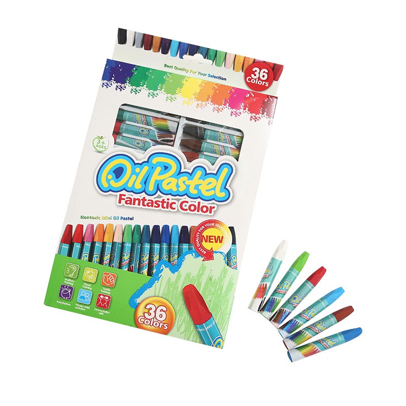106 优质油画棒外贸英文36色可水洗环保儿童蜡笔绘画笔画画工具批发详情图2