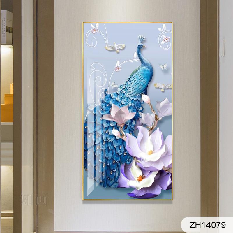 Modern fresh three-dimensional art oil painting butterfly dance peacock