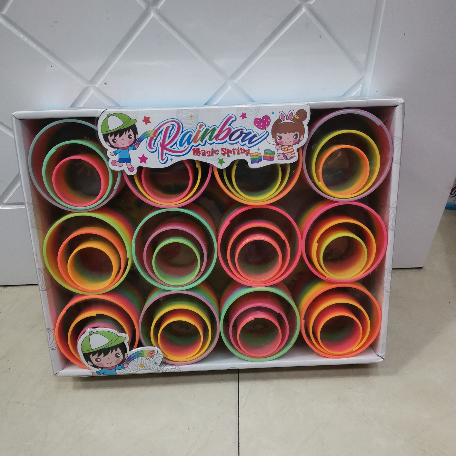 塑料玩具三件套彩虹圈混色8.0+6.0+4.5盒装玩具