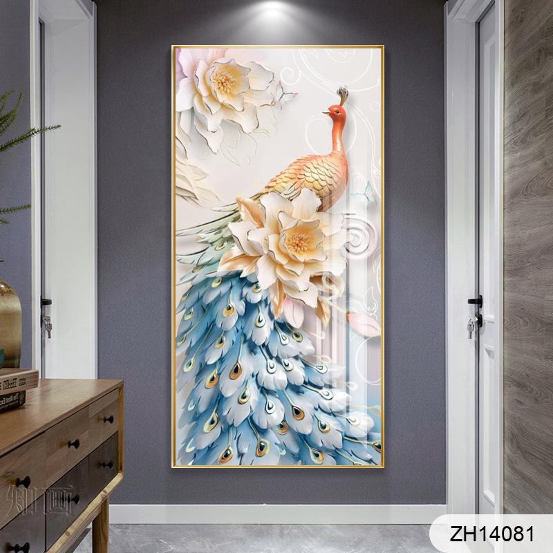 Modern fresh three-dimensional art oil painting butterfly dance peacock porch