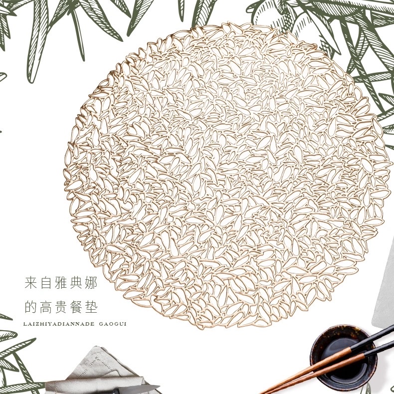 Sunflower seed flower placemats, heat-resistant table MATS, heat-insulating table MATS, round household anti-slip placemats, oil-resistant Western placemats Specification image