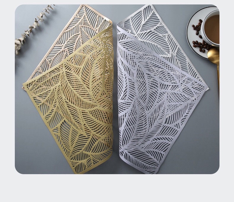 长方形隔热餐垫北欧风镂空西餐桌垫高档酒店餐厅盘垫树叶装饰垫详情图12