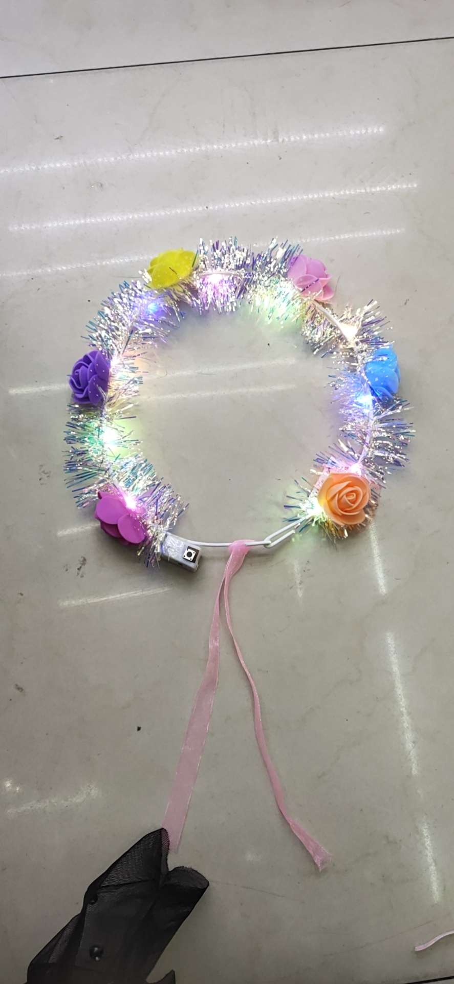 泡沫花亮丝带灯头环，发光头扣，亮丝头扣详情图4