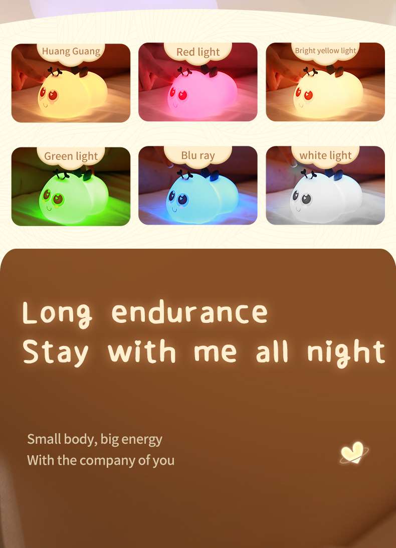创意蜜蜂拍拍灯USB充电七彩灯家用卧室床头氛围小夜灯详情图15