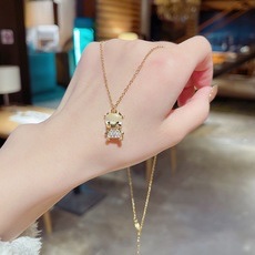 Japanese and Korean style niche design sense titanium steel necklace women's series geometric shape Internet bestseller trendy collarbone chain wholesale 001 Specification image