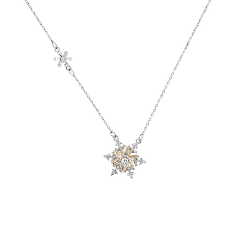 Designer splicing necklace female network red niche collarbone chain personality pendant necklace Snowflake necklace with diamond 62