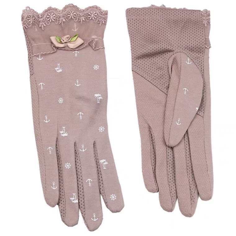 Driving sunscreen gloves ladies thin summer cycling elastic shade cycling summer cotton short tea Spring and autumn