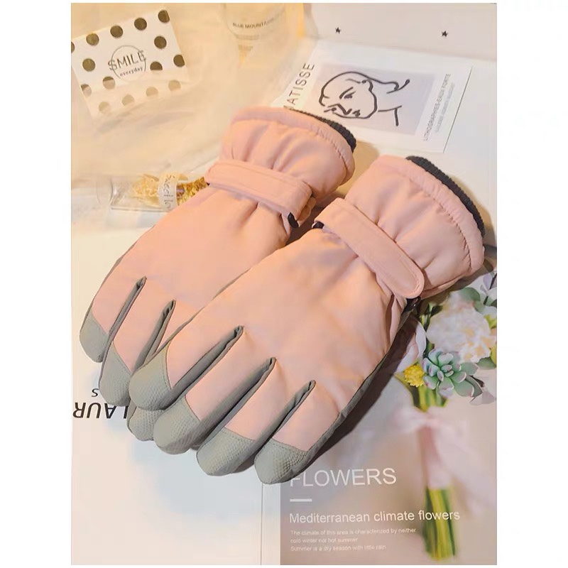 Ski gloves women winter weather waterproof men riding electric motorcycle mountaineering thickening cashmere cotton warm