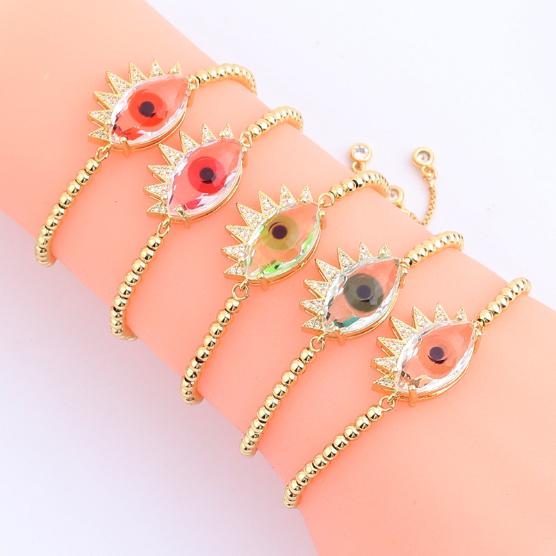 Aliexpress Devil's Eye transparent zircon bracelet with eyelashes women's bracelet electroplated real gold simple