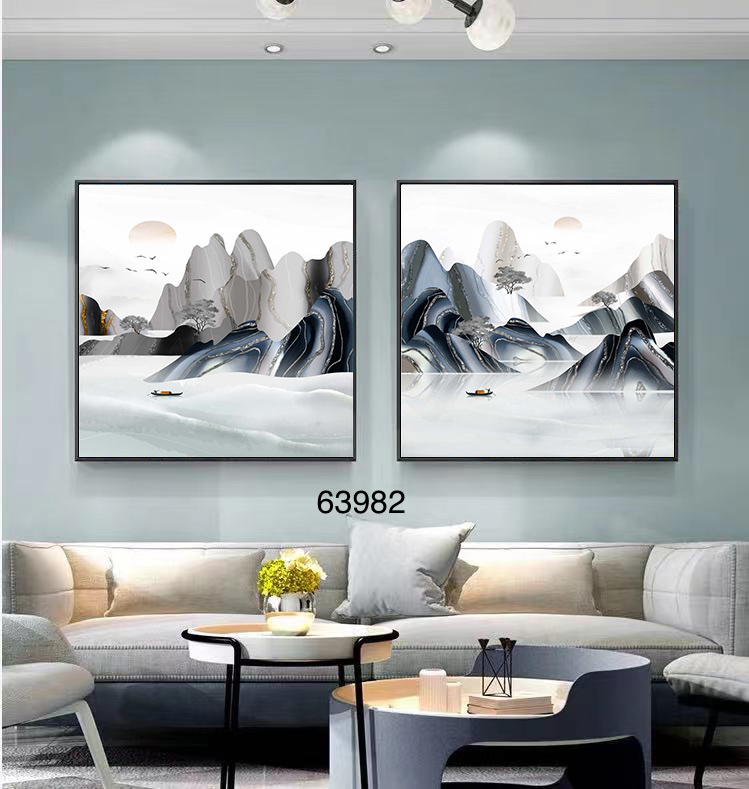 客厅三联油画 沙发背景画简约风格抽象类型详情图2