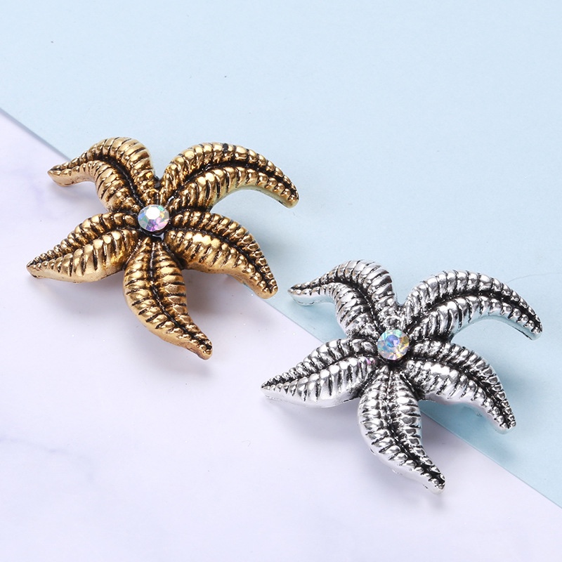 New alloy starfish brooch shirt collar pin men's suit pin small wings