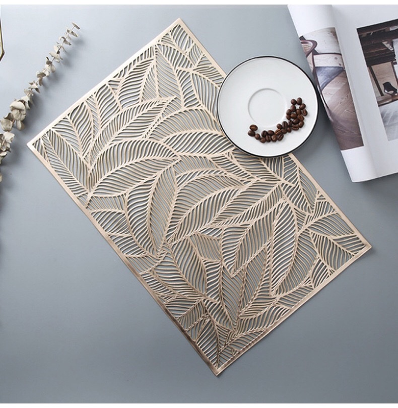 长方形隔热餐垫北欧风镂空西餐桌垫高档酒店餐厅盘垫树叶装饰垫详情图13