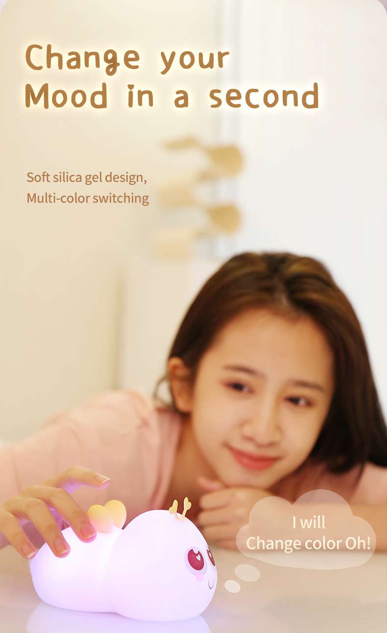 创意蜜蜂拍拍灯USB充电七彩灯家用卧室床头氛围小夜灯详情图2