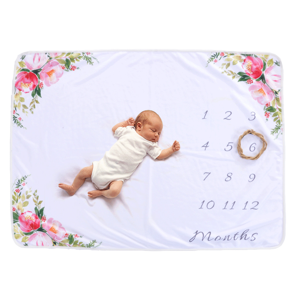 Calendar blanket Flannel month photo blanket Baby Commemorative blanket Milestone blanket Newborn photography blanket 70*102, 75*102cm detail image 11
