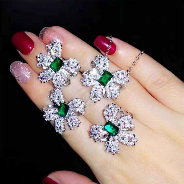 Butterfly 3-piece set Star Star shell long earrings Retro exquisite high-end atmosphere zirconium earrings