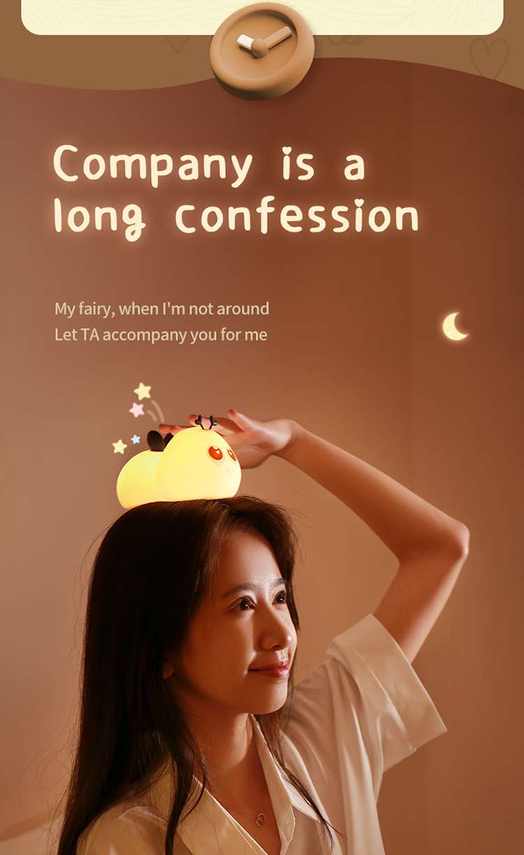 创意蜜蜂拍拍灯USB充电七彩灯家用卧室床头氛围小夜灯详情图14