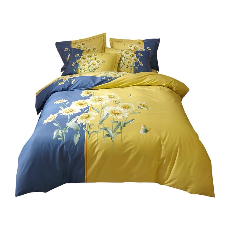 Peony flower pure cotton four-piece set, 100 pure cotton simple double bed sheet, 1.8m bed, three-dimensional flower purple quilt cover, summer details Picture