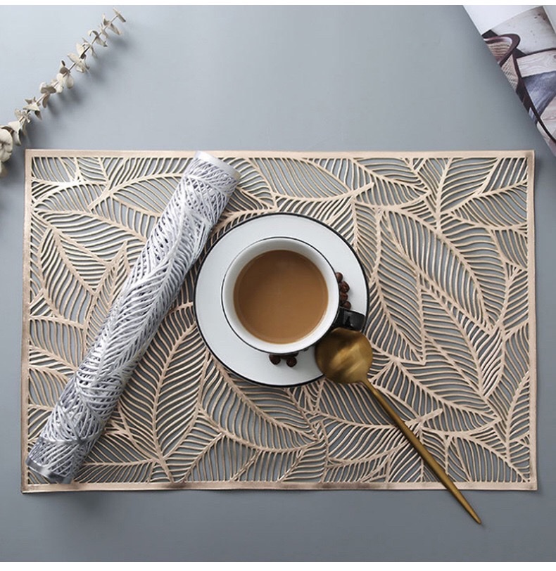 长方形隔热餐垫北欧风镂空西餐桌垫高档酒店餐厅盘垫树叶装饰垫详情图17