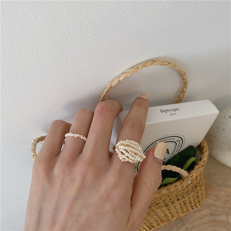 Pearl ring, a niche design for women, hand-woven multi-layer, trendy, high-end and elegant, versatile ring Item Picture