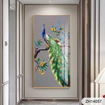 Chinese rich and auspicious year after year hand-painted peacock flower and bird porch decorative painting