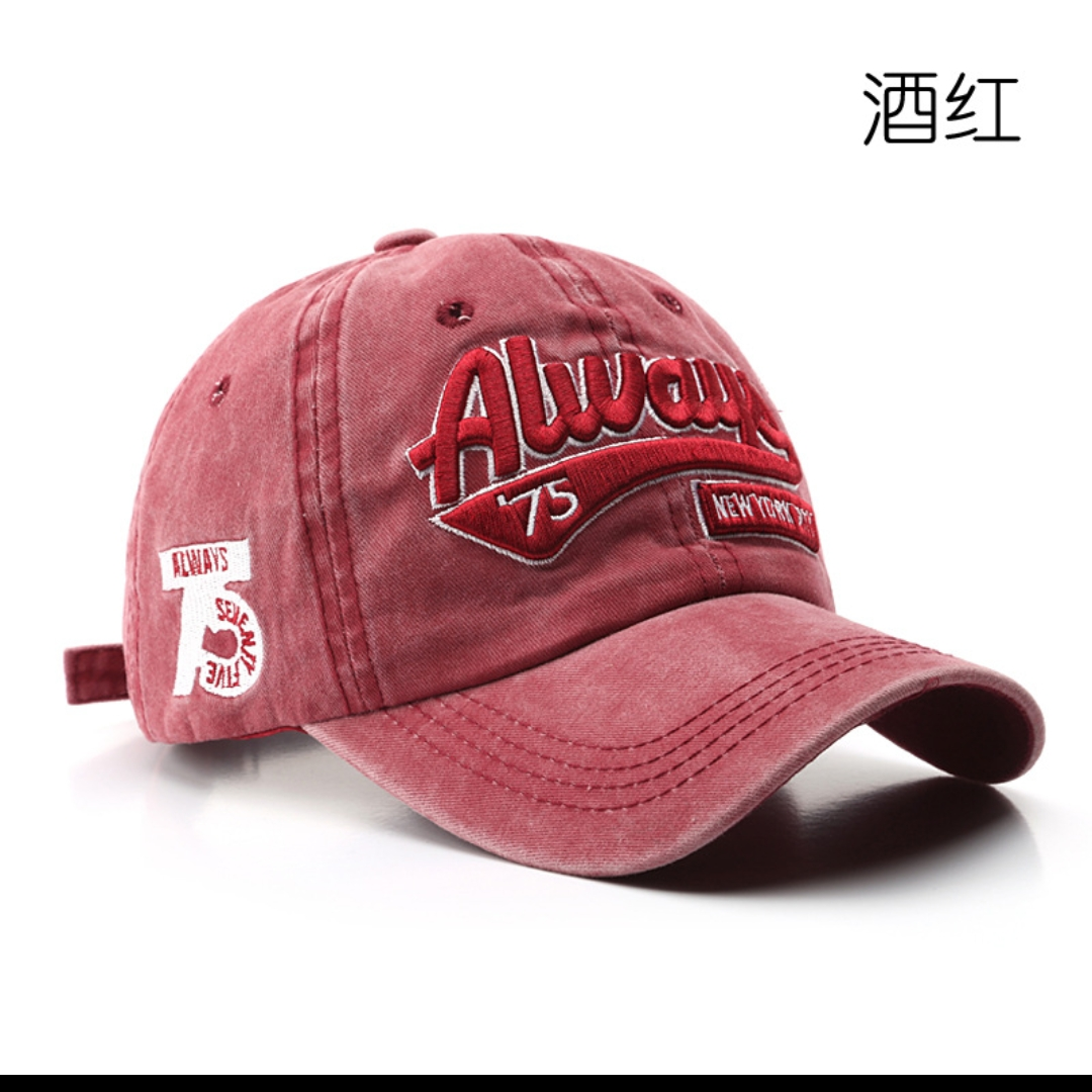 新款水洗做旧字母刺绣鸭舌帽潮男户外时尚个性街头女遮阳棒球帽子30