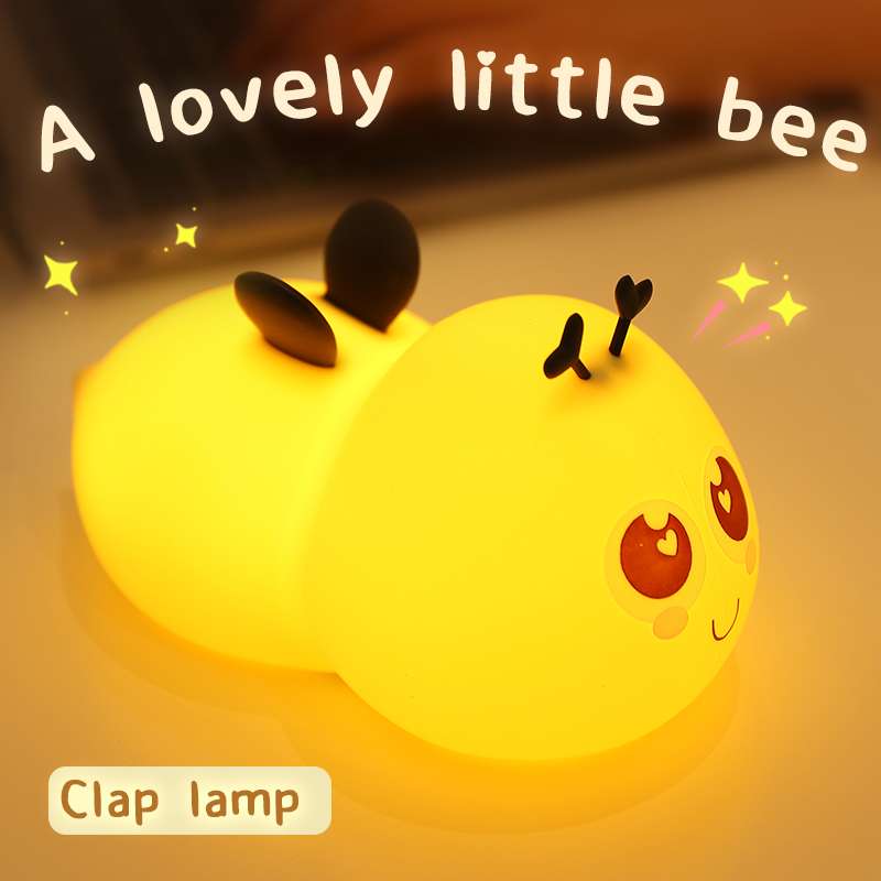 创意蜜蜂拍拍灯USB充电七彩灯家用卧室床头氛围小夜灯产品图