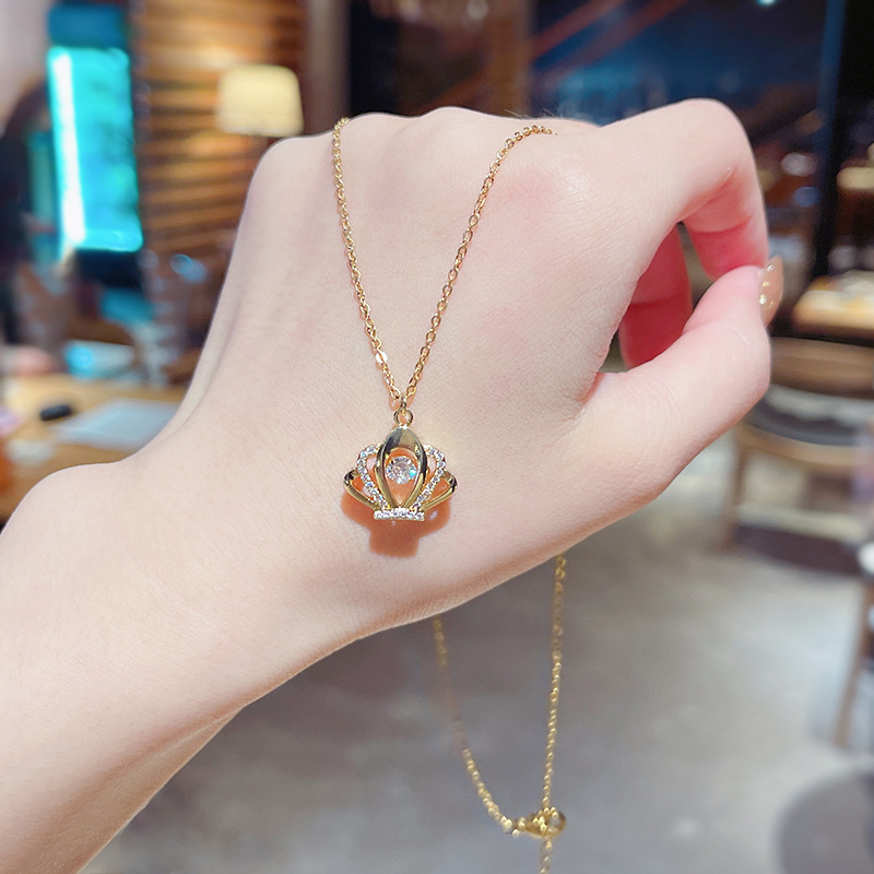 Japanese and Korean style niche design sense titanium steel necklace women's series geometric shape Internet bestseller trendy collarbone chain wholesale 004 Specification image