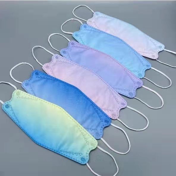 Gradient color adult mask fish form human KF94 mask fish mouth shape willow leaf shape folded Korean version individual packaging pic 1