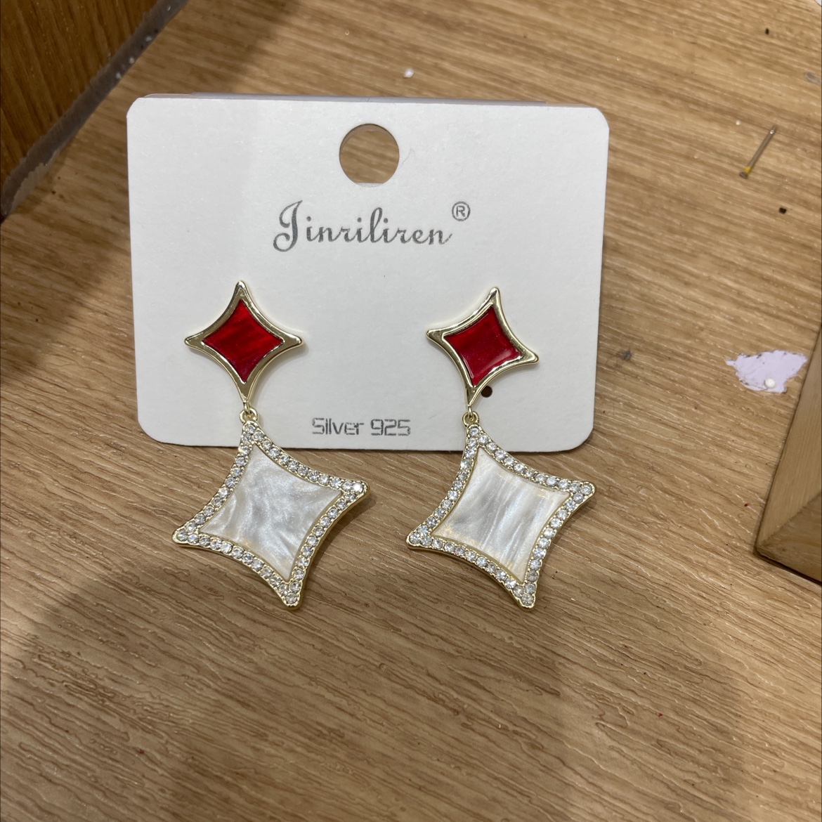Today beauty Korean earrings fashion generous lovely geometric diamond pattern