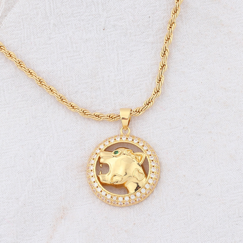 Europe and the United States cross-border new tiger head leopard head pendant full of zircon personality hiphop pendant men hiphop wind