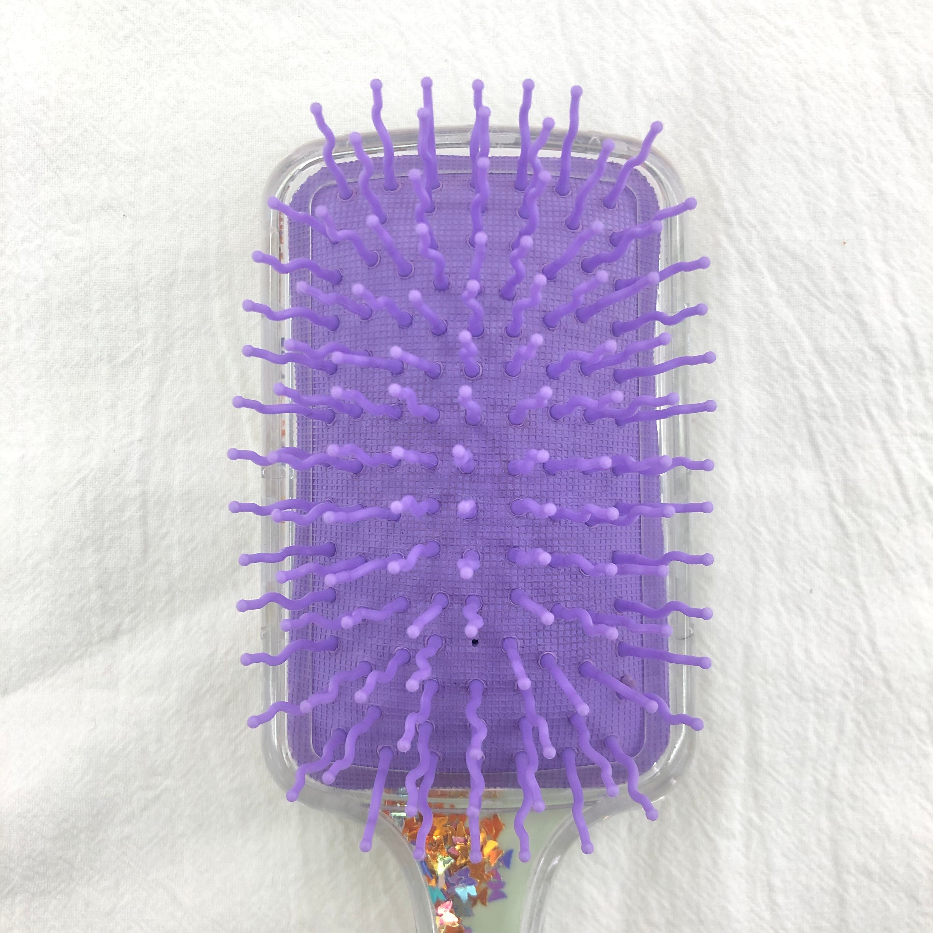 Square transparent glitter powder air cushion massage comb, plastic massage anti-static comb, plastic printed cute airbag comb pic 4
