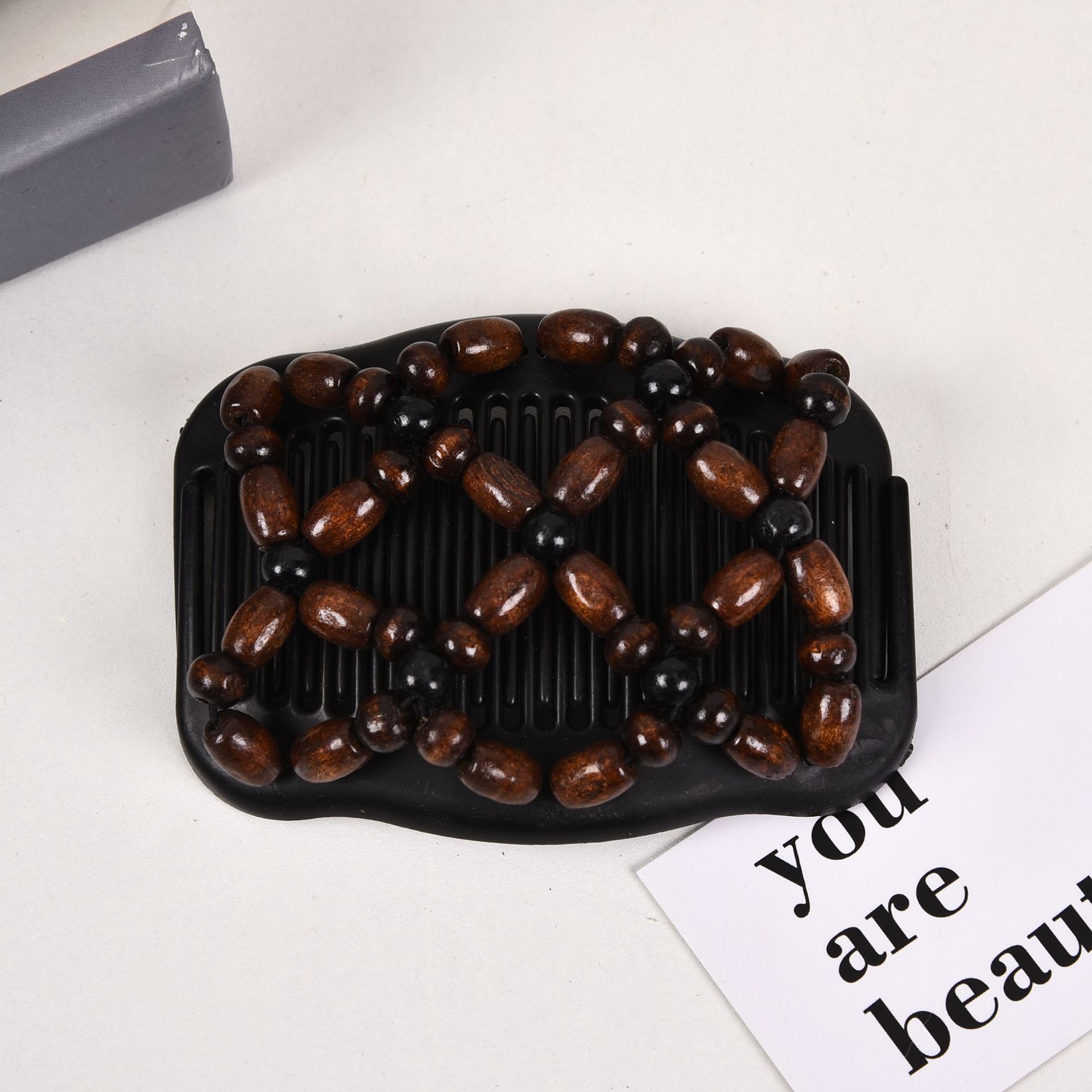 FLY1603 Cross-border beaded wood Bead Magic Hair Comb, Double-row Plug, Versatile Hair Comb, Magic Hair Comb, Hair coil, Hair Plug, Custom manufacturer detail image 5