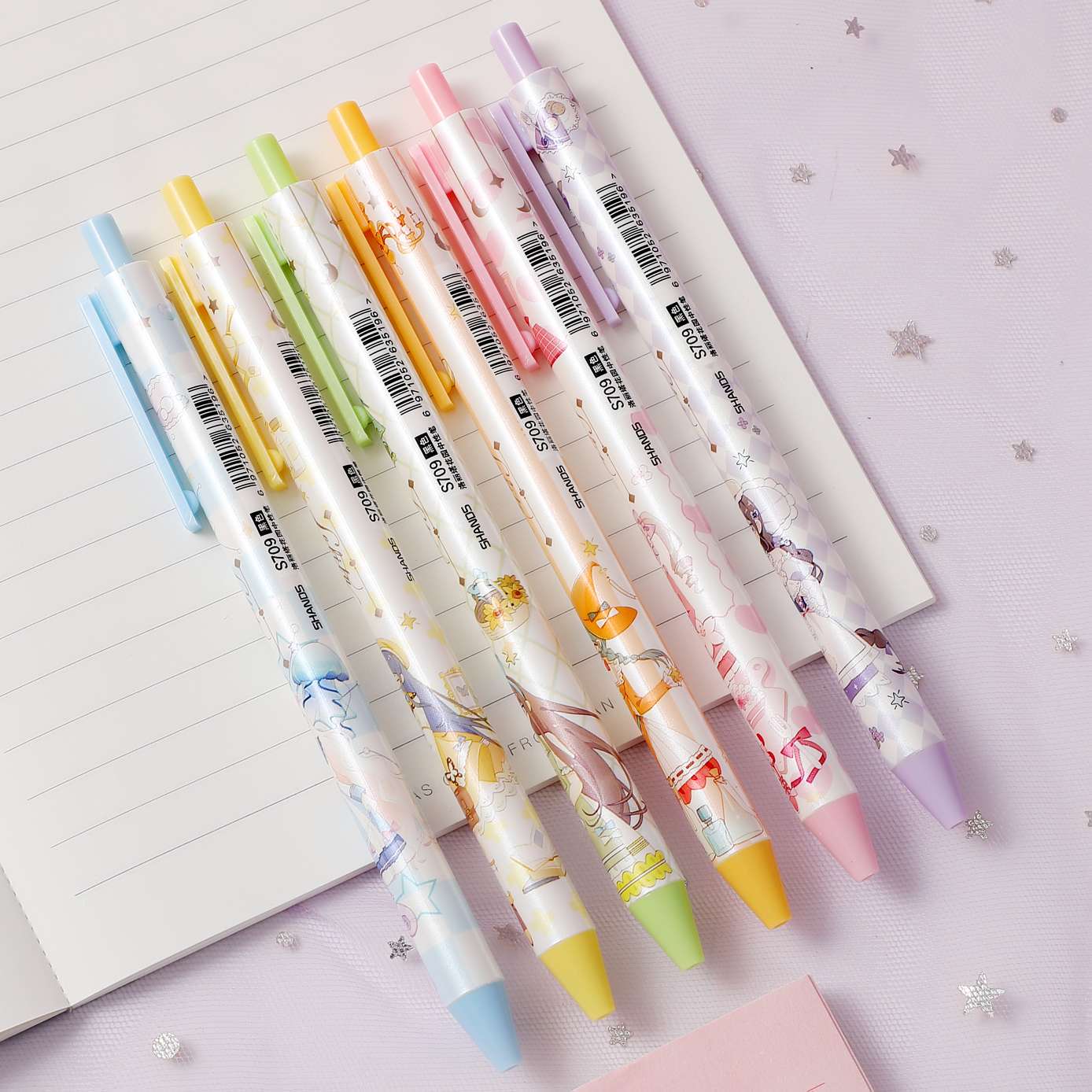 善知展示插盒装S709-72洛丽塔花园按动笔 学生考试用笔 商务办公用笔详情图3